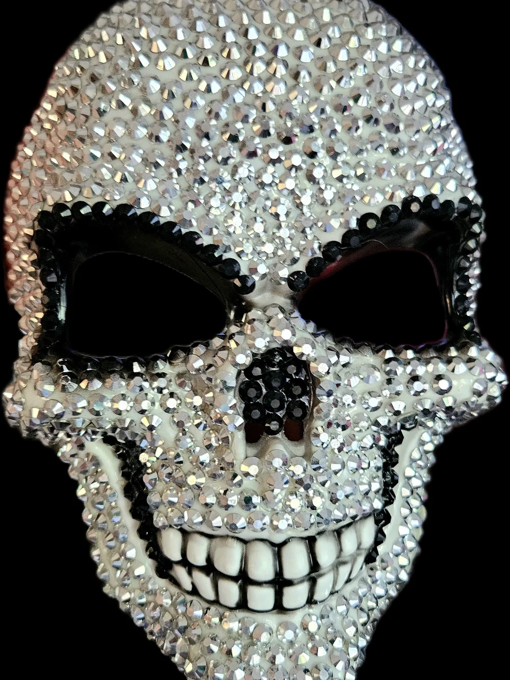Crystal Skull Decorative Halloween Mask - Silver and Black